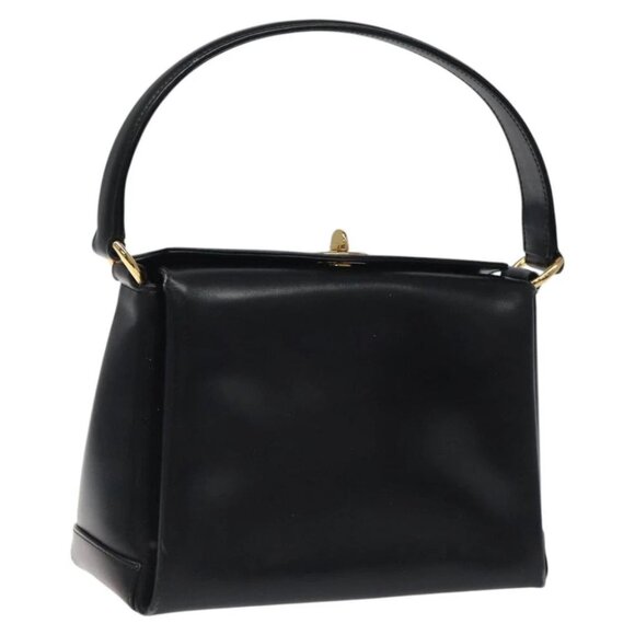 GUCCI Hand Bag Leather Black Gold - Picture 1 of 15